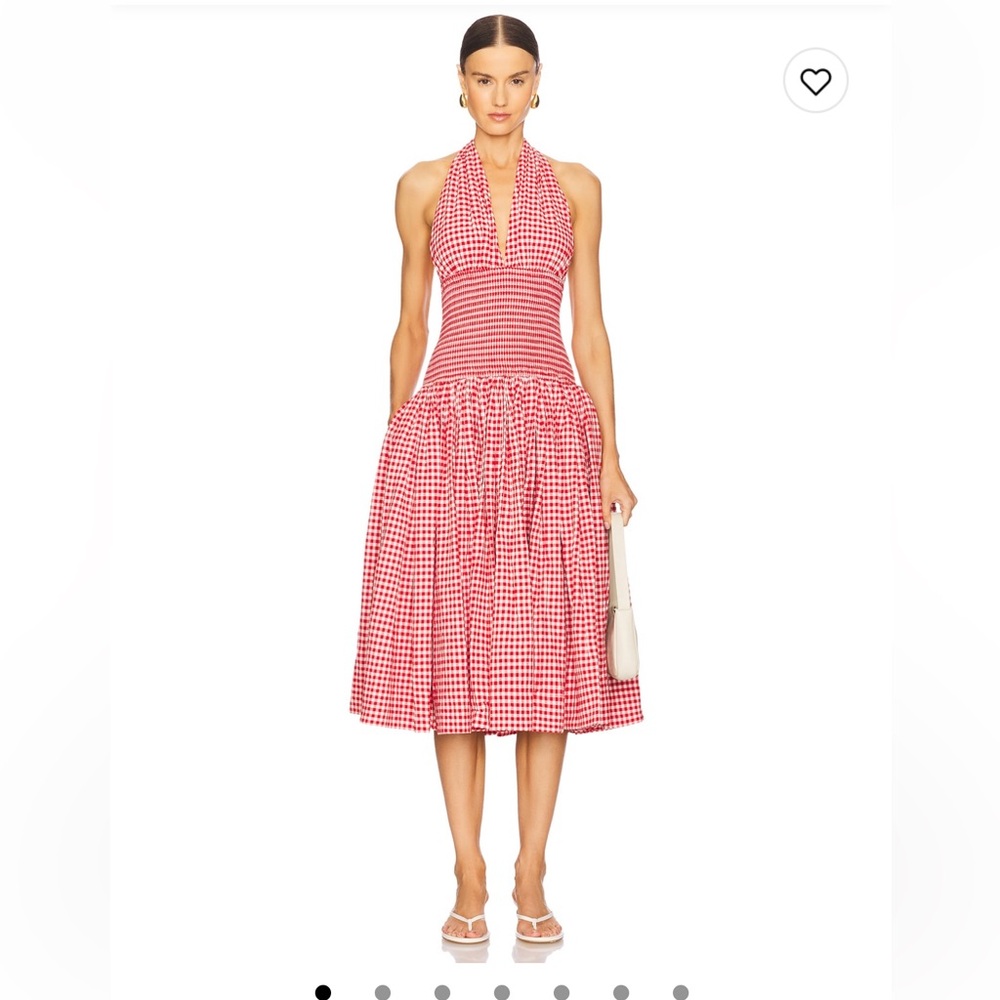L’Academie By Marianna Gwen Midi Dress in Red & White Gingham